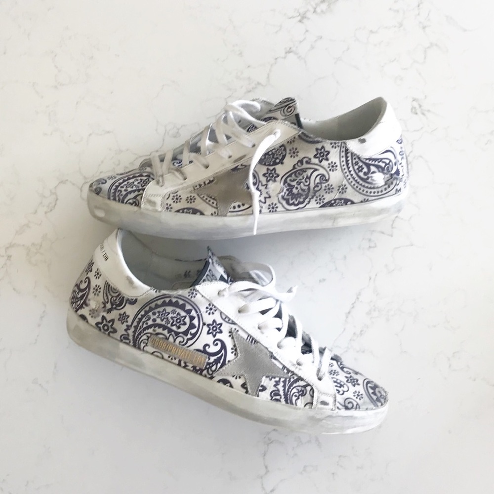 GOLDEN GOOSE SZ 41, navy paisley. NIB